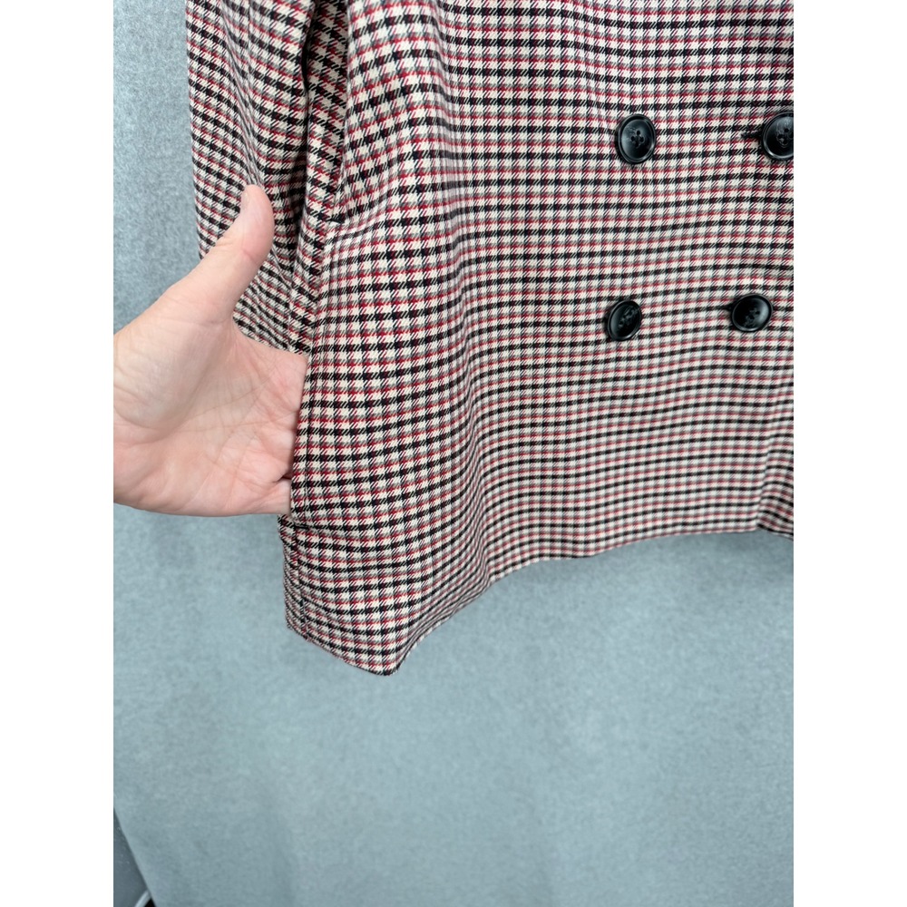 Rolla's Downtown Check Blazer Womens Size 12 Large Brown Plaid Double Breasted - Picture 8 of 14
